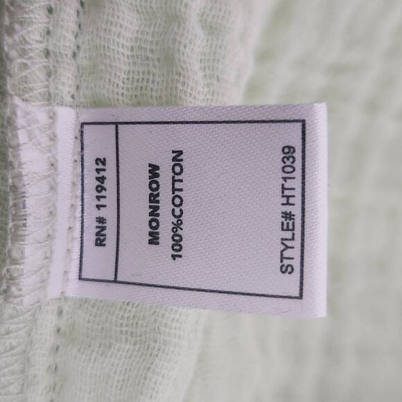 Monrow Semi-Sheer Light Green Button Down Crop Top NWT Size Large Green Crop Top - Picture 8 of 8